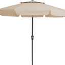 JEAREY 9' 2-Tiers Patio Umbrellas Outdoor Market Table Umbrella w/Push Button Tilt/Crank, 8 Sturdy Ribs, UV Protection Waterproof Sunproof(Beige)