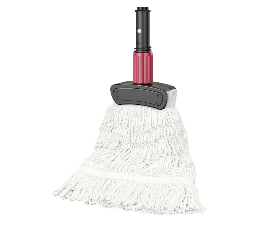 Commercial Mops for Floor Cleaning - Looped-End Heavy Duty Wet Mop with Long Handle for Hardwood Wood Tile Vinyl - Reusable Cotton Head for Home Garage Kichen Bathroom
