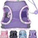 Petank Dog Harness for Small Medium Dogs No Pull, Puppy Harness and Leash Set, Mesh Adjustable Breathable Light Vest for Walking, Running, Training. (Purple, S)