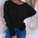 Okiwam Women's Fall Tops Cowl Neck Long Batwing Sleeve Shirts Oversized Tunic Dressy Casual Blouses 2026 Fashion Clothes (Black, S)