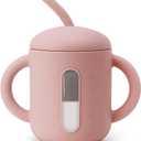 SAMiGO Silicone Baby Straw Cup for 6 12 18 Months, Sippy Cup for Infant and Toddler Training and Water Drinking, 6 OZ (Blossom)
