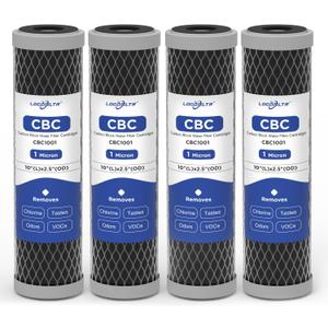 1 Micron 10" x 2.5" Whole House CTO Carbon Block Water Filter Cartridge Replacement for CBC-10, CB1-10, CBR2-10, CB3, CB1, FX12P, FXULC, FXUVC, WHKF-DB1, SMCB-2510, CBSM-2510, MAXVOC-975RV (Pack of 4)