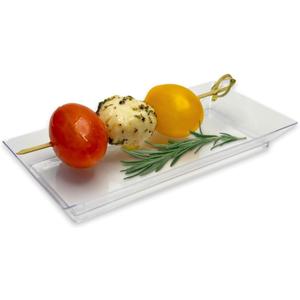 50ct Small 5" Clear Rectangle Mini Dessert Plastic Plates | Disposable Tiny Appetizer Serving Tray | Recyclable Clear Plastic Plates | Perfect for Mini Appetizer Plates for Parties, Weddings CMJJ