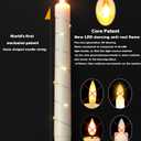 Flameless Cone Candle with Built-in Star String Light, 11-Button Remote Control, Timer, Battery Powered, Simulated Flame, 3-Pack Window Candle, Christmas Home & Wedding Decoration (Ivory)