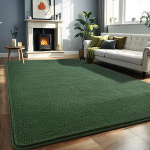Nuttumico Large Modern Area Rugs for Bedroom Living Room, 4x6 Feet Dark Green Rug, Thickened Memory-Foam Indoor Carpets, Minimalist Rug for Boys Girls, Non-Slip and Washable