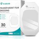 Transparent Film Dressing 4" x 4.75" Box of 30 - Waterproof Bandages for Swimming, Showering, Wounds, Post Surgical Shower or IV Shield, Tattoo Aftercare Bandage, Scar Therapy, Adhesive Patches