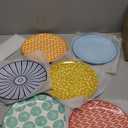 Selamica Ceramic Dessert Plates Set of 6, 6 Inch Mini Dinner Plates for Cake Snacks Side Dish, Microwave & Dishwasher Safe (Assorted Colors)