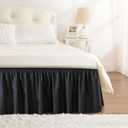 RIMELA Black King Size Bed Skirt 12 Inch Drop, Elastic Bed Skirts Cal King Dust Ruffle, Black Bedskirt for Adjustable Bed Base Solid Fade Resistant Silky Fabric Machine Washable Easy to Install