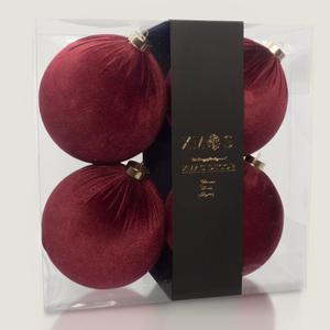4PCS Red Velvet Christmas Ornaments Set  6 Inch Large Flocked Shatterproof Baubles for Xmas Tree Decoration, Hanging Ornaments for Holiday & Home Dcor (Burgundy Red, 6 Inch / 15 cm)
