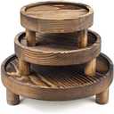 3PCS Wooden Display Risers for Display, Wood Riser Display Pedestal Stand for Home Décor (Rustic Brown, 8,6,5'')