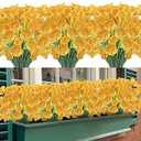 Artificial Flowers 12 Bundles Outdoor UV Resistant Fake Flowers No Fade Faux Plastic Greenery Shrubs Garden Porch Window Box Decorating (Yellow)