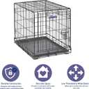 MidWest Homes for Pets 24-Inch iCrate for Small Breeds, 12-20 lbs, Single Door Folding Dog Crate with Divider Panel, Leak-Proof Tray & Secure Latch, Portable, Durable & Easy to Assemble