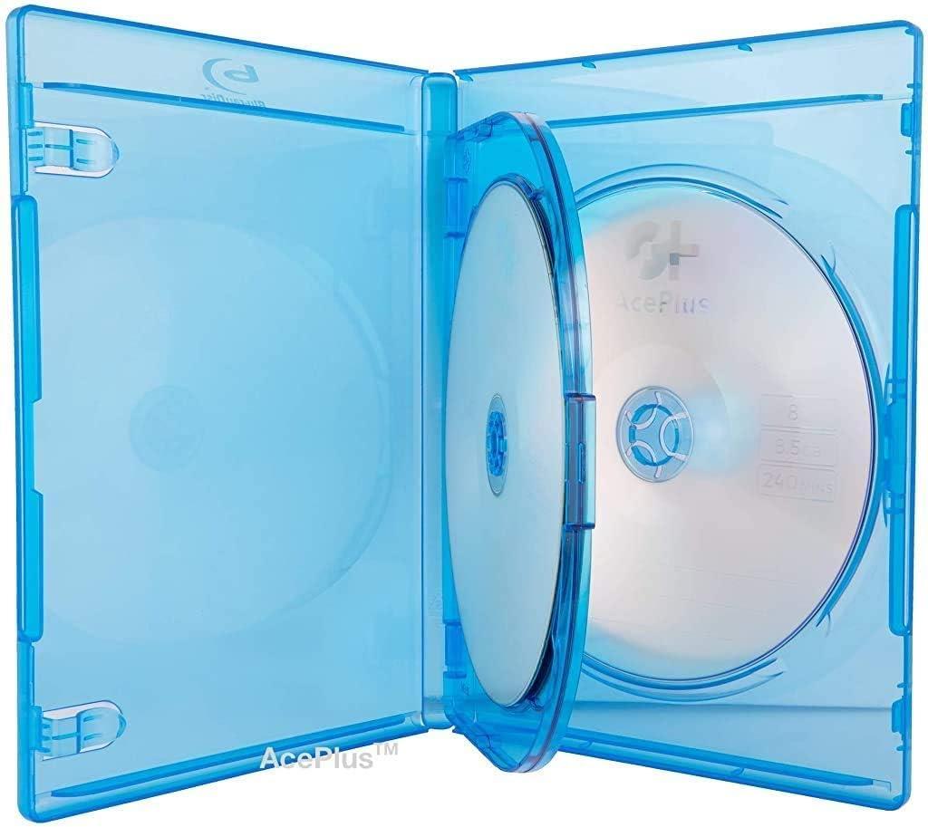 Premium Blu-ray Triple 3-Disc Replacement Cases 12mm Thickness with Screen Printed Logo and Wrap Around Clear Plastic Sleeve (5-Pack)