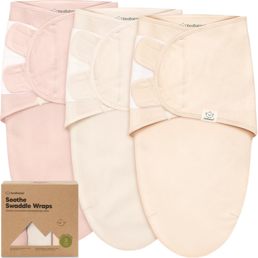 3Pack Organic Baby Swaddle Sleep Sacks  Swaddles for Newborns, Infant 03 Months, Baby Girls, Boys, Soft & Snug Newborn Sleep Sack, Nursery Swaddling Blankets (Angelic, OS)