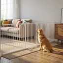 Extra Wide Baby Gate 85.8-104.5 Inch, Pressure Mounted No Drilling, for Stairs & Doorways, Metal White Indoor Safety Gate for Kids and Dogs