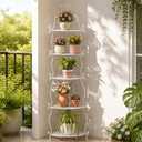 Gisafai 5 Tier White Outdoor Corner Plant Stand, 53.5 x 11.8 x 11.8 inches