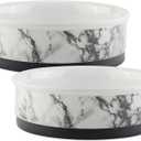 Bone Dry Pet Bowl Collection Ceramic Set, Medium, Marble, 1 Count White