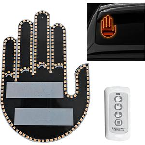 LED Hand Gesture Light for Car, 3 In1 Car Sign Finger Light with Remote Control, Funny Back Window Sign Light Accessories for Cars Trucks, Car Gadgets & Road Rage Signs, No Battery