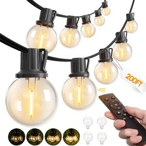 addlon 200FT Outdoor String Lights G40 with Remote Control, Dimmable Patio Globe LED Lights Waterproof Shatterproof, Hanging Outside Lighting for Backyard, Garden, Deck, Balcony, Porch, Caf, Bristo