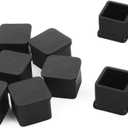 1 inch x1 inch Rubber Square Feet Furniture Table Chair Leg Foot Cover Caps Chair Leg Floor Protectors, Wood Floor Protector 1" x 1" 12pcs Black