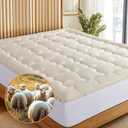 Luxury 100% Organic Wool Mattress Topper Made from Australian Merino,1500GSM Breathable Pillow Top Mattress Pad Queen Size with 100% Organic Cotton Cover - 60"x80"