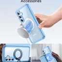 Miimall Full Body for Samsung Galaxy S24FE Case Magnetic,[Built in Screen Protector Glass][Compatible with Magsafe][Military Shockproof Dropproof]Heavy Duty Phone Case for S24FE 6.7",Light Blue/Clear