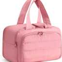 Travel Toiletry Bag Duffel - Water Resistant, Wide-open Large Lightweight Makeup Bag for Women with Handle & Wet Pocket, Puffy Organizer for Toiletries