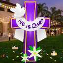 6ft Easter Inflatable Cross Decor - "He Is Risen" With Lilies