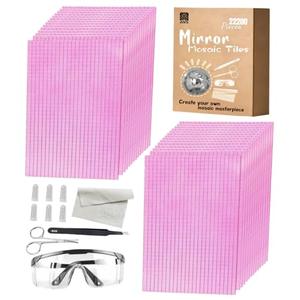 AIVS 22200pcs Mirror Mosaic Tiles,4 x 4mm Disco Tiles Self Adhesive,Tiny Mirror Tiles for Crafts,Disco Ball Stickers for DIY Party Decoration(Pink)
