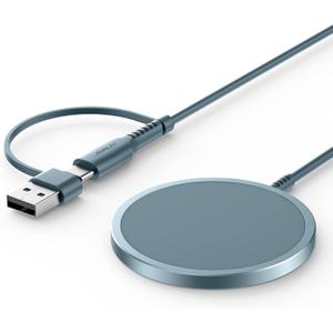 JSAUX Magnetic Wireless Charger Compatible with MagSafe Charger/iPhone 16e/16/16 Plus/16 Pro/16 Pro Max/15 14 13 12 Series, Wireless Mag Safe Charging Pad, Mag Charger (Blue)