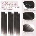 Elailite Short Clip in Hair Extensions Real Human Hair 6PCS Lace Weft Remy Hairpieces for Women Adding Volume 10 Inch Natural Black