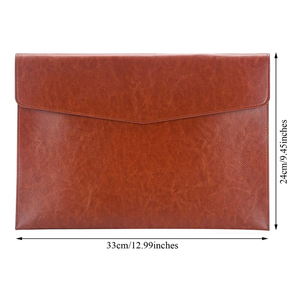 Enyuwlcm PU Leather A4 File Folder Document Holder Envelope Folder Case with Snap Closure for Receipt Contract Brown