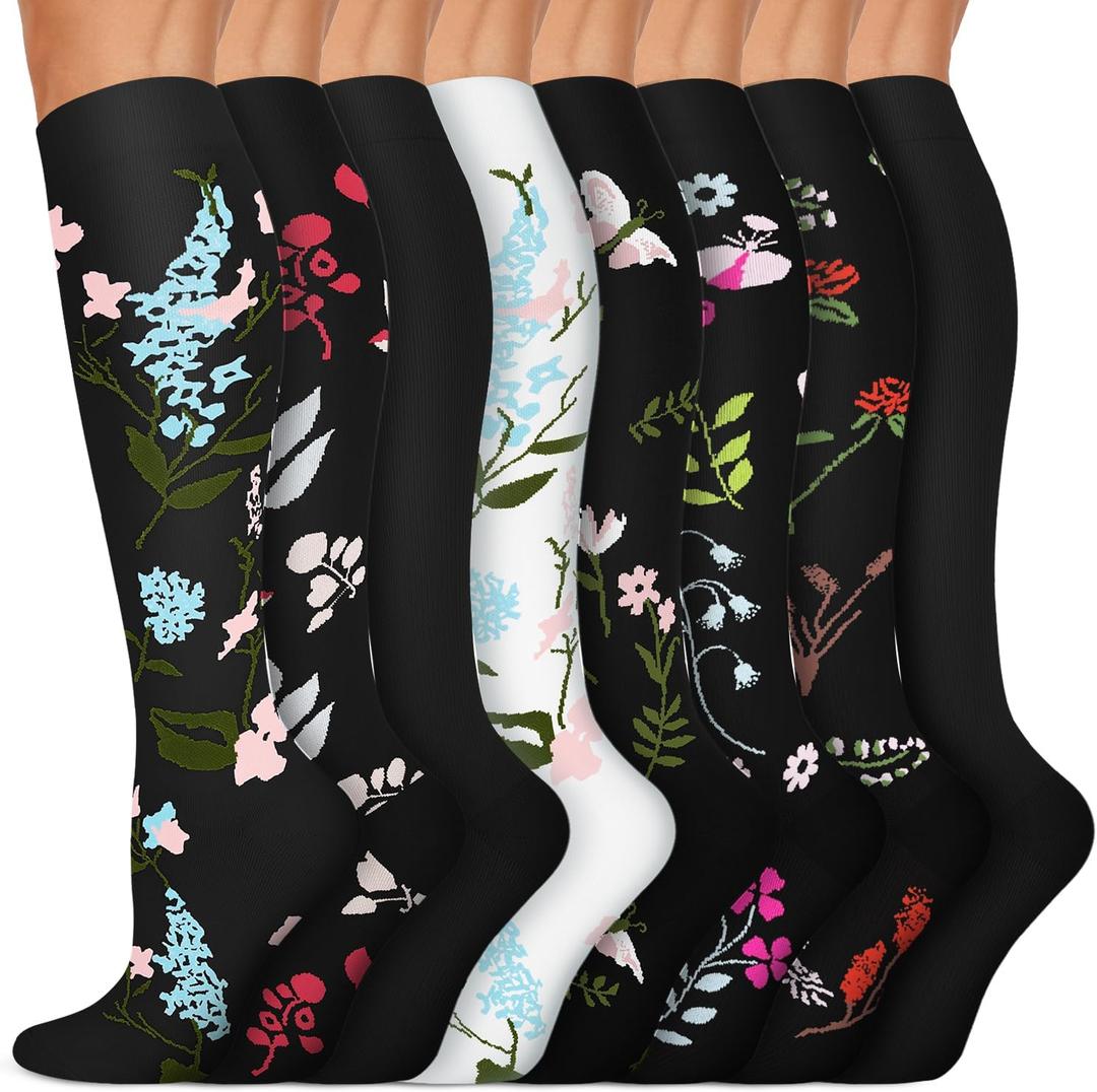 Copper Compression Socks 15-20 mmHg for Men & Women 8 Pairs  Circulation Support for Nurses, Travel, Running, Hiking, Soccer (Small-Medium, A16- Multicoloured 01)