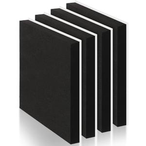 4 Pcs 1" Thick Foam Padding Sheet with Adhesive Backing Closed Cell 12 Inch x 12 Inch Self Stick Neoprene Insulation Foam Sheet Black for Furniture Cars Speakers