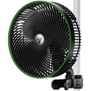 VIVOSUN AeroWave E9 Grow Tent Fan 9, EC Motor, WiFi-Controllable, US Patented Auto Oscillating Clip fan, IP54 Weatherproof, Strong Airflow & Quiet for Hydroponic Ventilation Circulation, Black