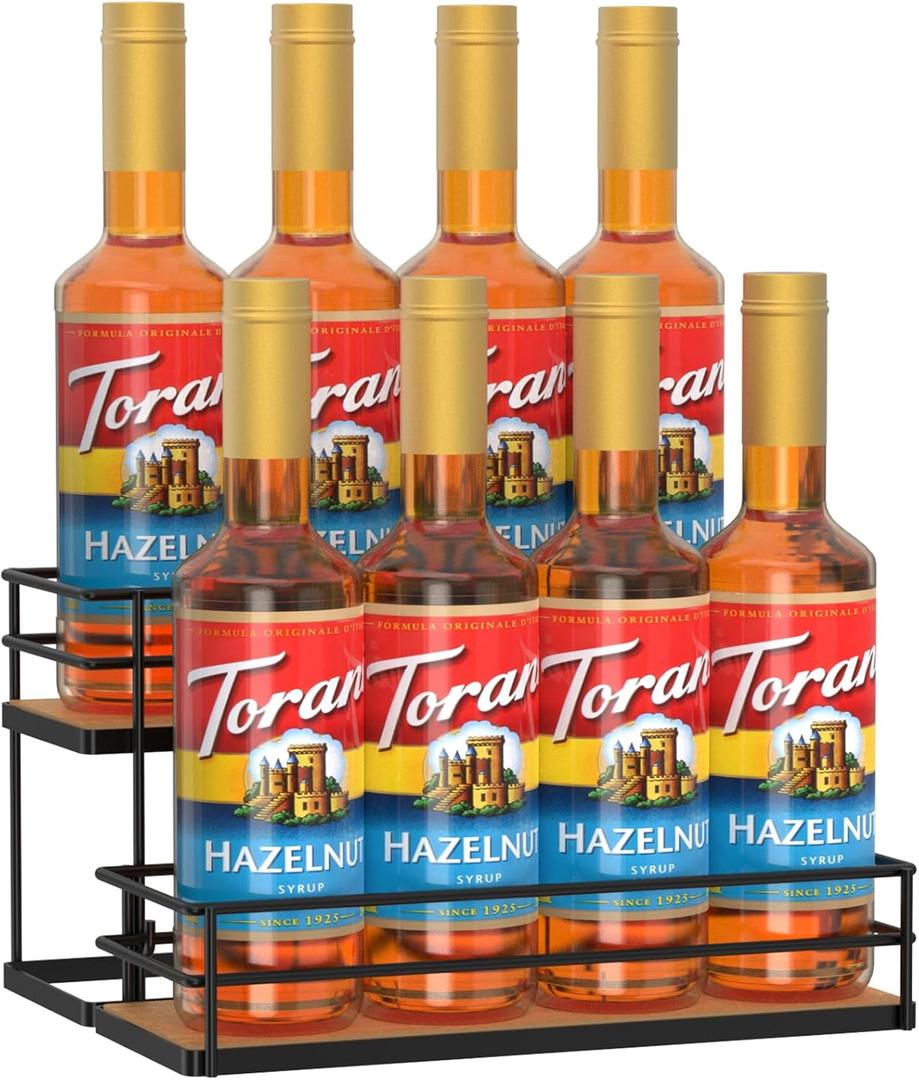 THYGIFTREE Coffee Syrup Rack Organizer 8 Bottle Syrup Holder Stand 2-Tier Syrup Storage Shelves Rack for Kitchen Coffee Bar Station THYGIFTREE Coffee Syrup Rack Organizer 8 Bottle Syrup Holder Stand 2-Tier Syrup Storage Shelves Rack for Kitchen Coffee Bar Station