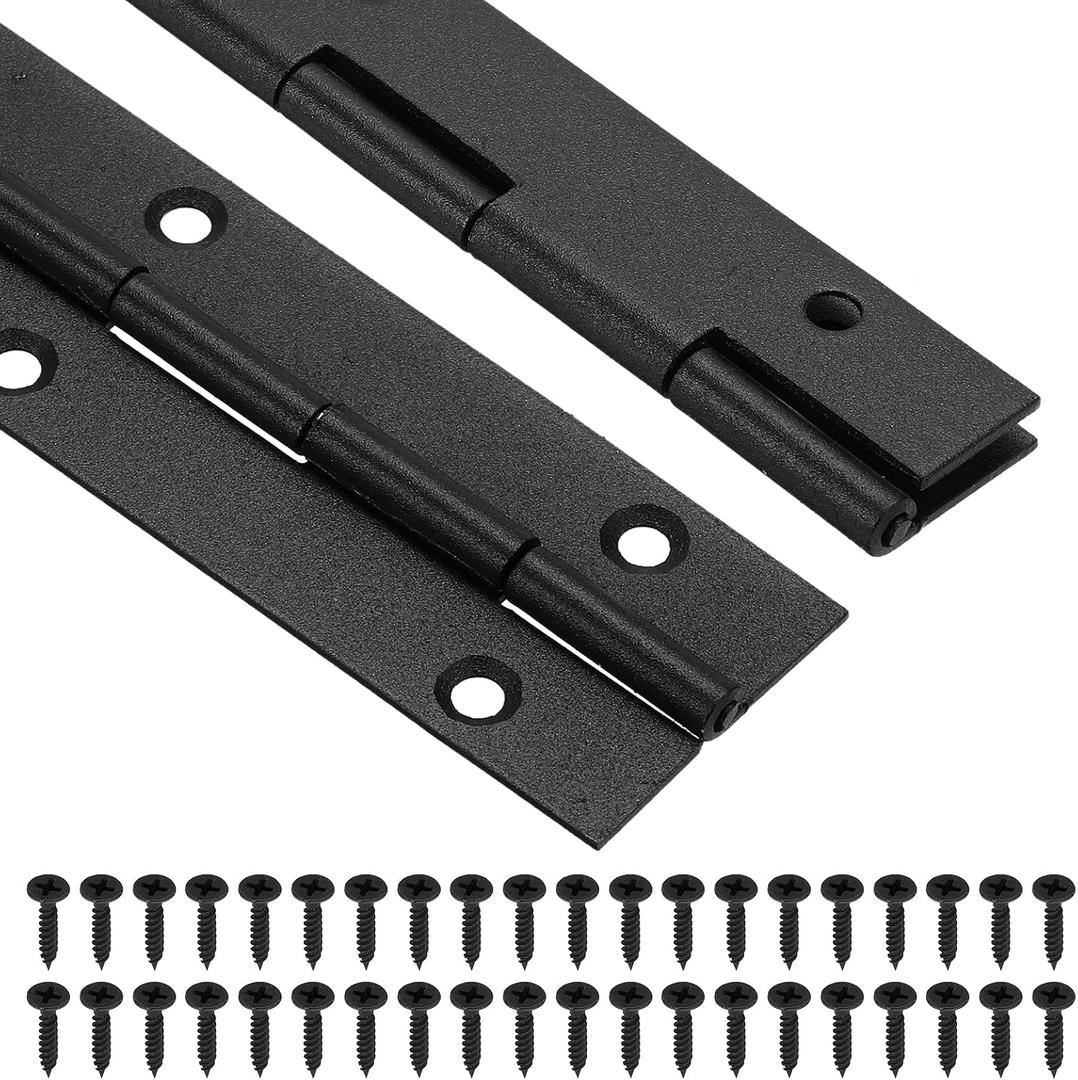 uxcell Piano Hinge, 47" Stainless Steel Continuous & Piano Hinges 1.5" Open Width 0.06'' Thick Heavy Duty Piano Hinges with Screws for Piano, Cabinets, Doors, Black
