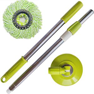Spin Mop Replacement Handle, 47.6-inch 360 Degrees Rotating Telescopic Replacement Mop Stick with Robust Reinforced Plastic Disc for Spin Mop Bucket Cleaning System (Plastic Disc,Green)