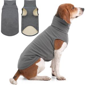 IECOii XL Dog Sweater - Stretch Fleece Vest with Turtleneck - Grey,X-Large, Warm Pullover Dog Fleece Coat for Large Dogs - Christmas Pet Sweatshirt for Boys & Girls, Machine Washable