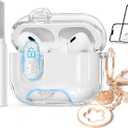(with Lock) Clear Case Compatible for Cute Apple Airpods Pro 1/2 Cases Women, TPU Transparency Air pods Pro 1st 2nd Generation Earbuds Case Bling Keychain for Airpod iPod Pro2/1