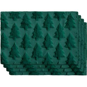 Artoid Mode Xmax Trees Green Christmas Placemats Set of 4, 12x18 Inch Soft Plush Faux Fur Wool Holiday Winter Table Mats for Party Kitchen Dining Decoration