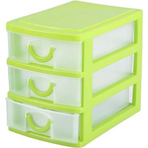 2-3 Layer Drawer Organizer, Jewelry Makeup Storage Box Plastic Finishing Cosmetic 4 Drawer Plastic Container Case (3 Layers Green) Office Desktop Parts Cargo Single Debris for Candy