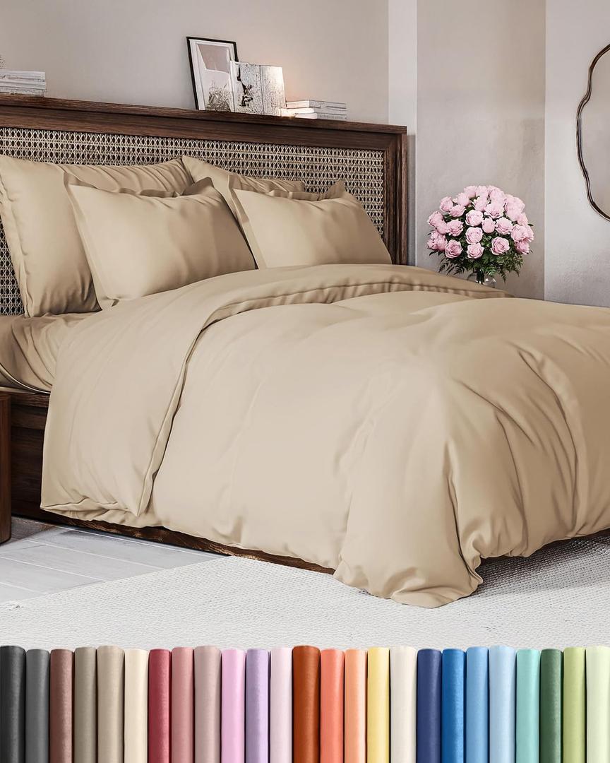 Duvet Cover Full Size - Extra Soft Full Size Duvet Cover - Lightweight, Breathable & Cozy - Easy Care & Fade Free with Zipper Closures & Ties - 80" x 90" Inches - (Cream) Comforter Not Included