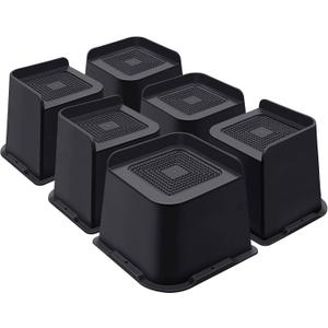 ANNKUT Bed Risers 4 Inch Heavy Duty, Furniture Risers for Bed Desk Table Sofa Couch,Oversized Bed Lifts Risers,Support up to 5000 Lbs(6 Pack Black)