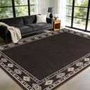 Large Geometric Area Rugs for Living Room Bedroom 9x12 Brown Rug