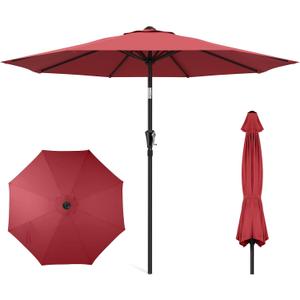 HOMSHADE Outdoor Patio Umbrella - Market Table Pool Deck Umbrella with Push Button Tilt, Crank, UPF50+ UV Protection and Sturdy Ribs, 3-Year Fade Resistance, 220GSM Solution-Dyed Fabric (No base)