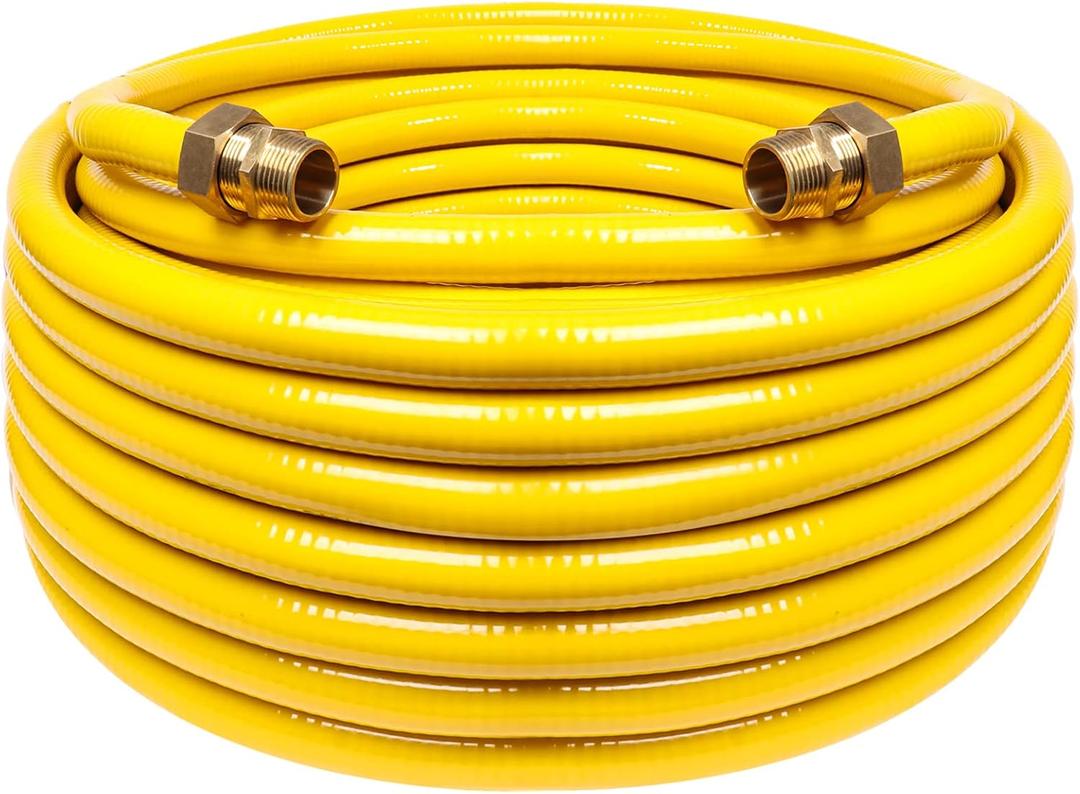 70ft 3/4'' Flexible Gas Line, CSST Corrugated Stainless Steel Tubing Pipe Kit, Natural Gas Line Propane Pipe Conversion Kit Grill Hose with 2 Male Adapter Fittings (70ft 3/4'')