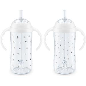 NUK Learner Straw Cup, 10oz, 2-Pack - Toddler Sippy Cup with Soft Straw for Easy Drinking, Suitable for Ages 8 Months and Up, Timeless Collection