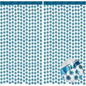 BRAVESHINE Blue Party Snowflake Backdrop - 2 Pack Hanging Foil Fringe Snow Flakes Party Streamers Curtain for Christmas Winter-Themed Frozen Birthday Bridal Shower Holiday New Year Party Decorations