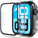 2 Pack Tempered Glass Case Compatible for Apple Watch Series 9 (2023) Series 8 Series 7 45mm, Hard PC Screen Protector Overall Protection Lightweight Scratch (Transparent(2-Pack), 45mm)